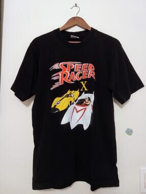 Vintage 90s Y2K Speed Racer Mach 5 Racer X Racing Graphic Tee Shirt PRO 5 SZ L